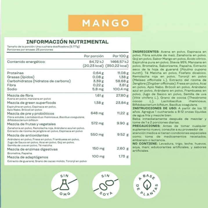 🌿🥭BloomMango™ Fórmula con probióticos para un abdomen desinflamado