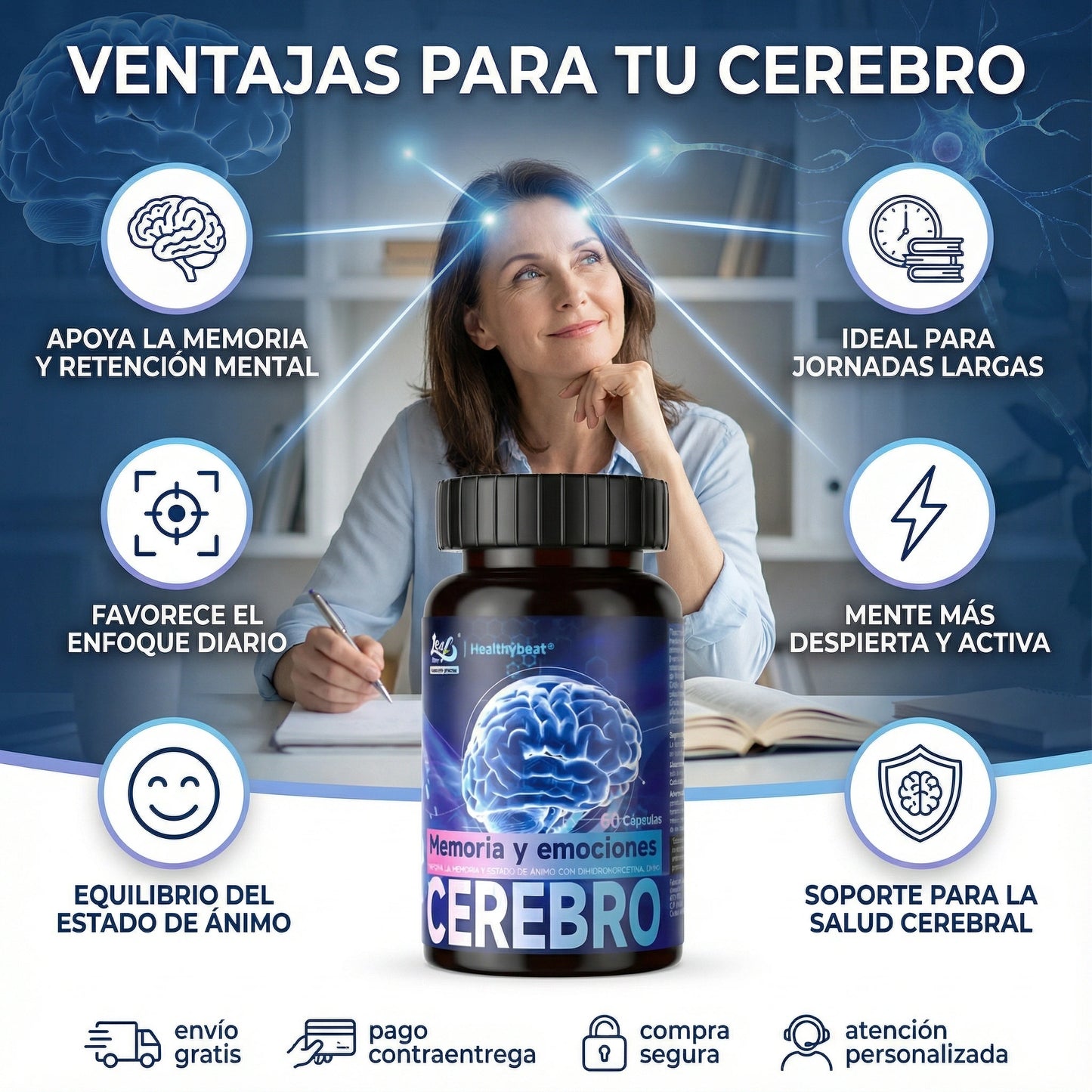🧠 NeuroVibe™ Suplemento avanzado para el Cerebro, Ánimo y Nervios