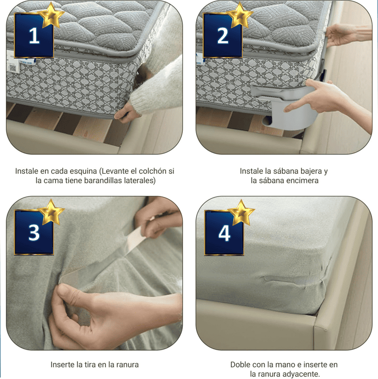 GripSheets™ Sujetadores de Sábanas Antideslizantes x4